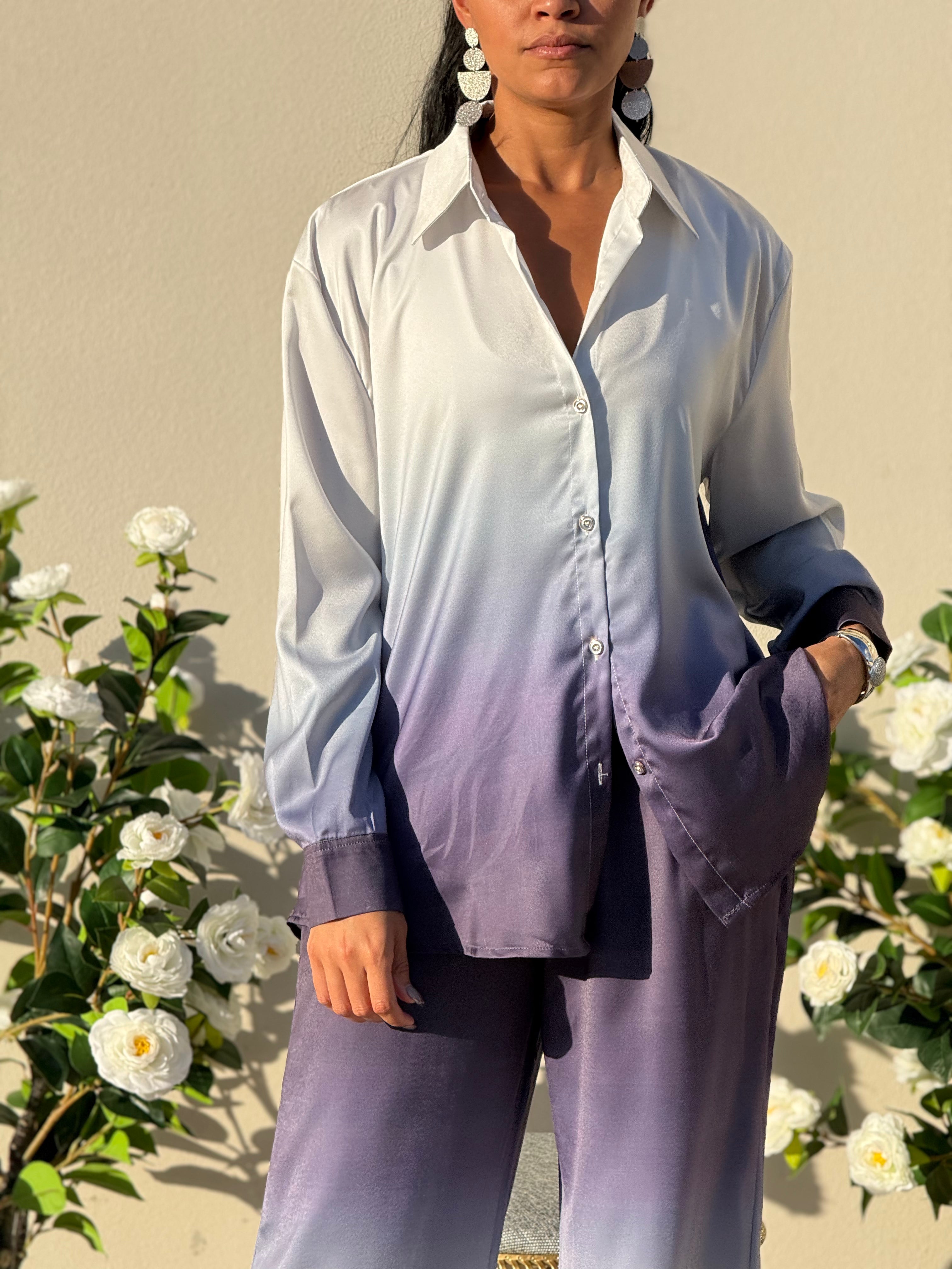 Hombre Satin Blouse and Pant Set