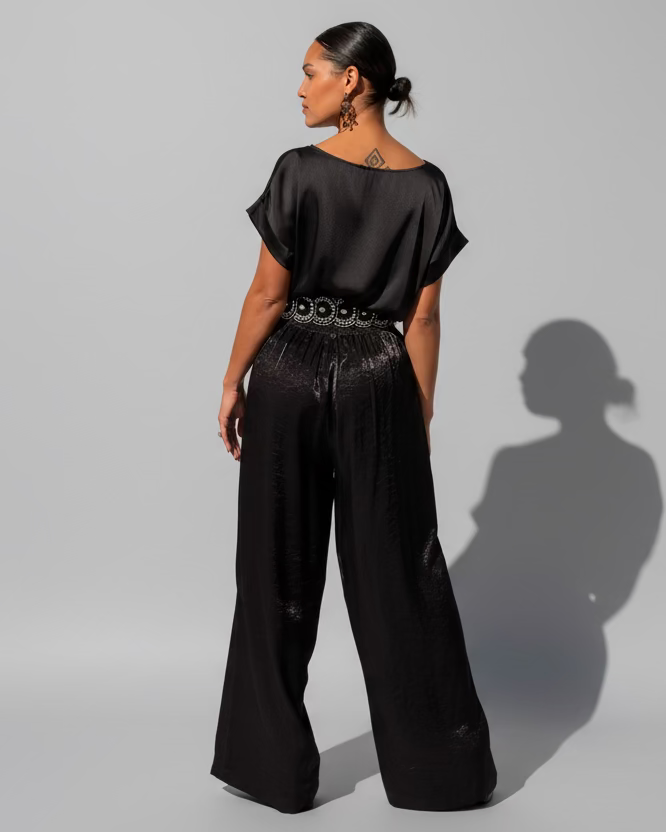 Versatile Black Satin Top