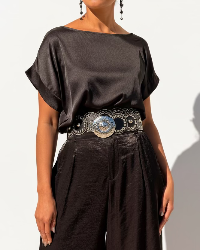 Versatile Black Satin Top