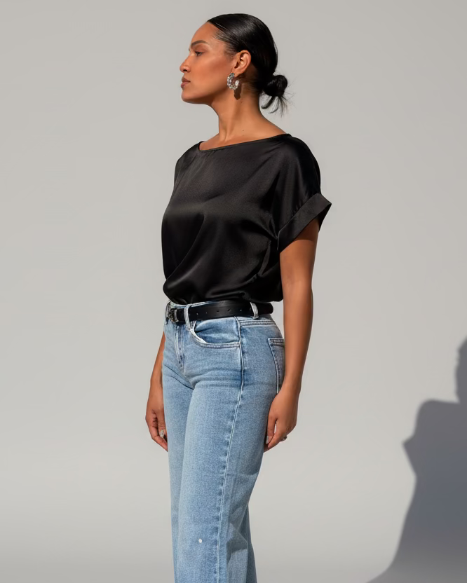 Versatile Black Satin Top