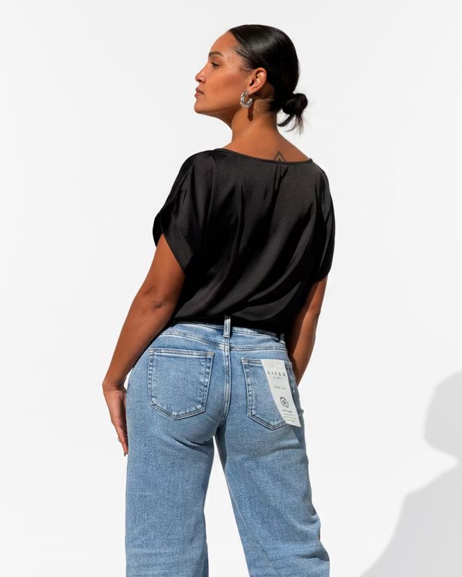 Versatile Black Satin Top