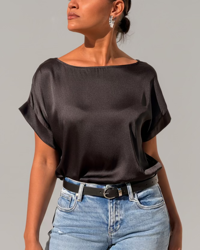 Versatile Black Satin Top