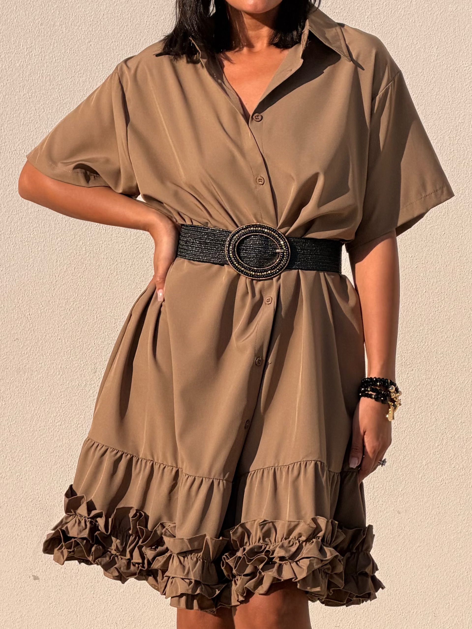 Olive Ruffle Dress