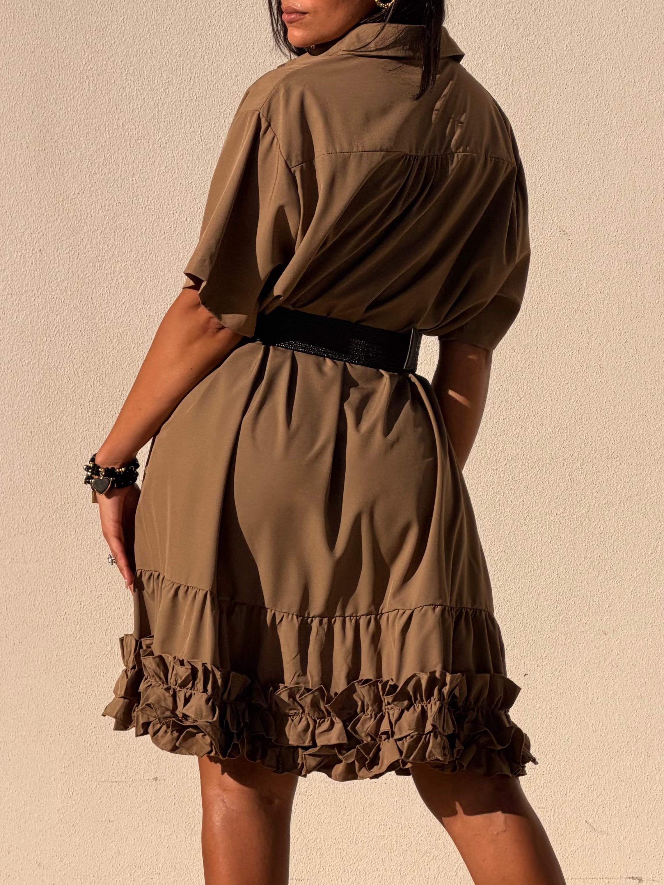 Olive Ruffle Dress