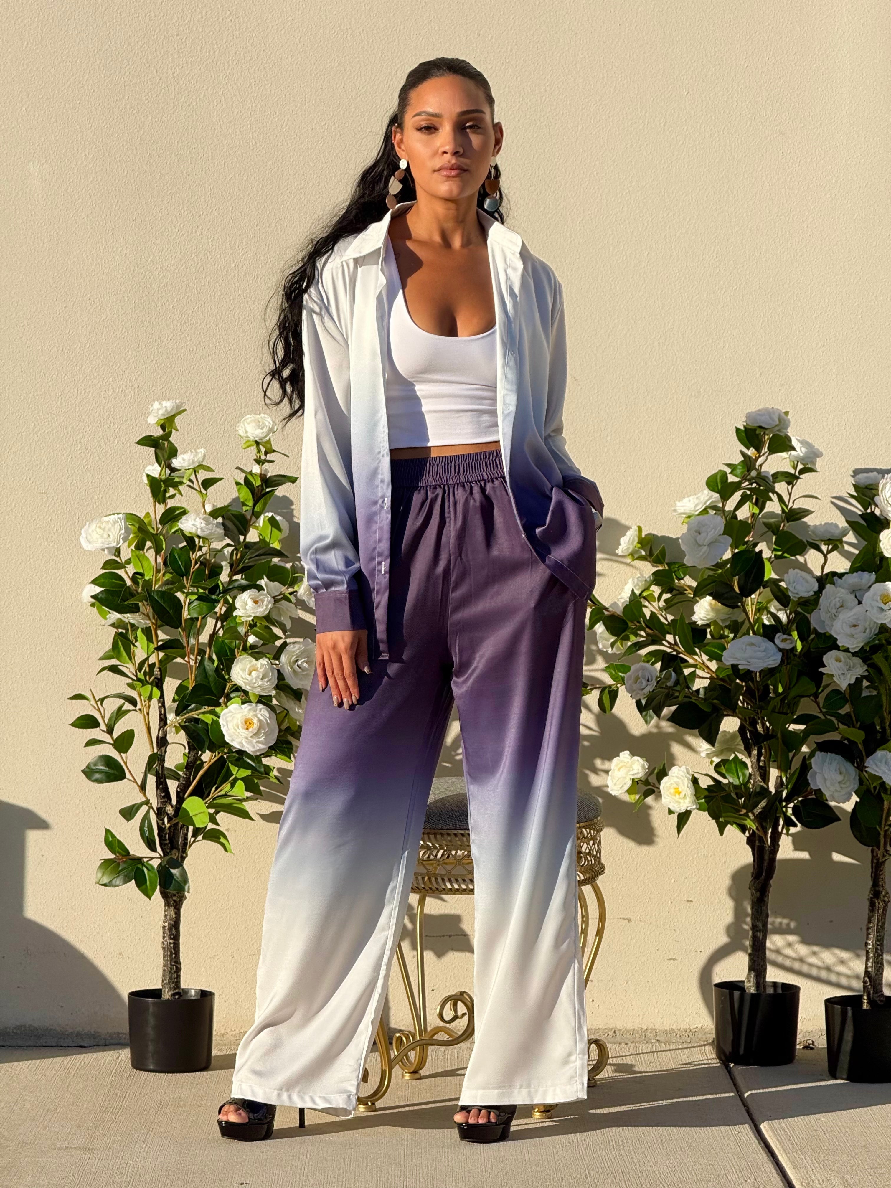 Hombre Satin Blouse and Pant Set