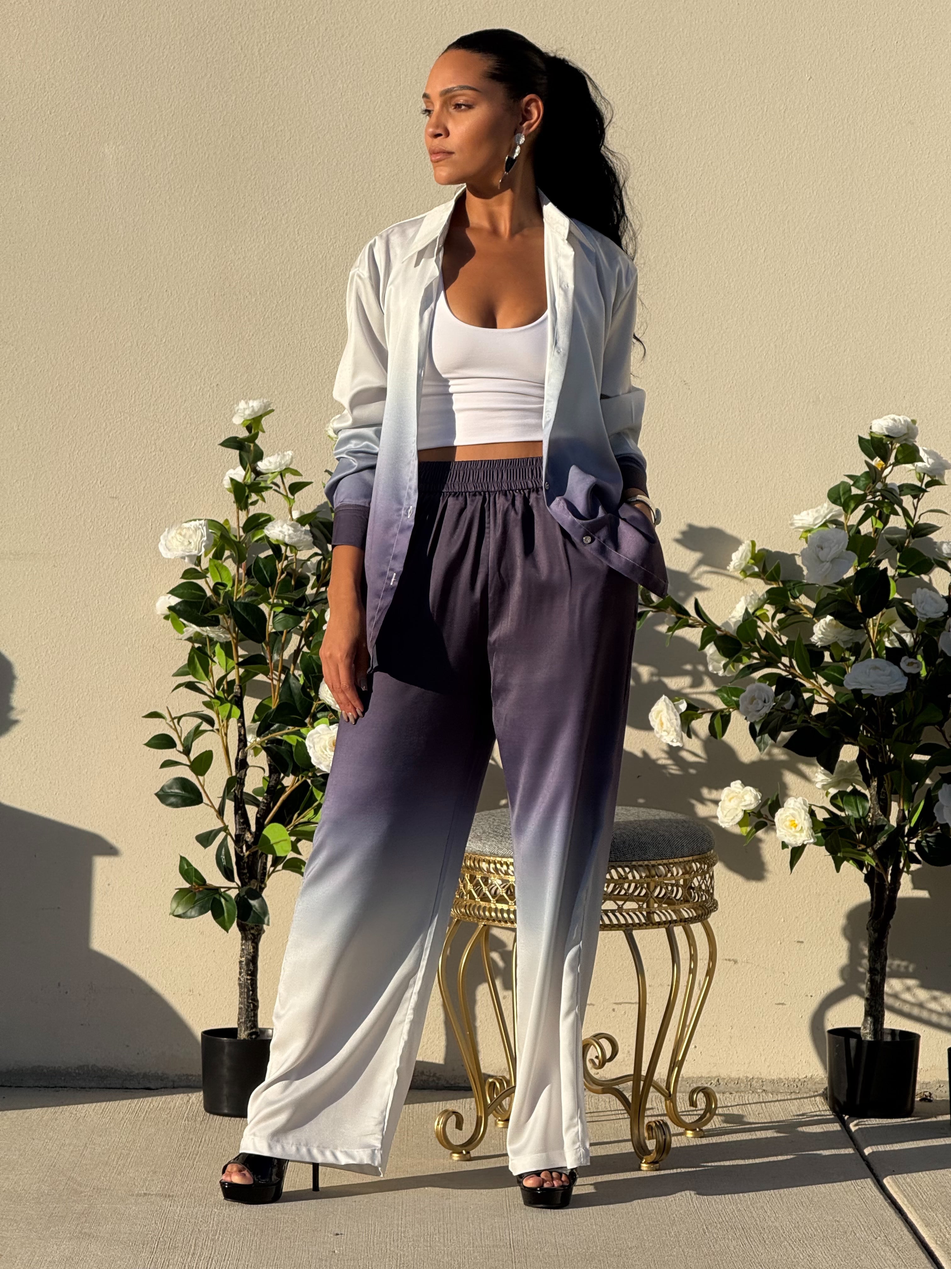 Hombre Satin Blouse and Pant Set