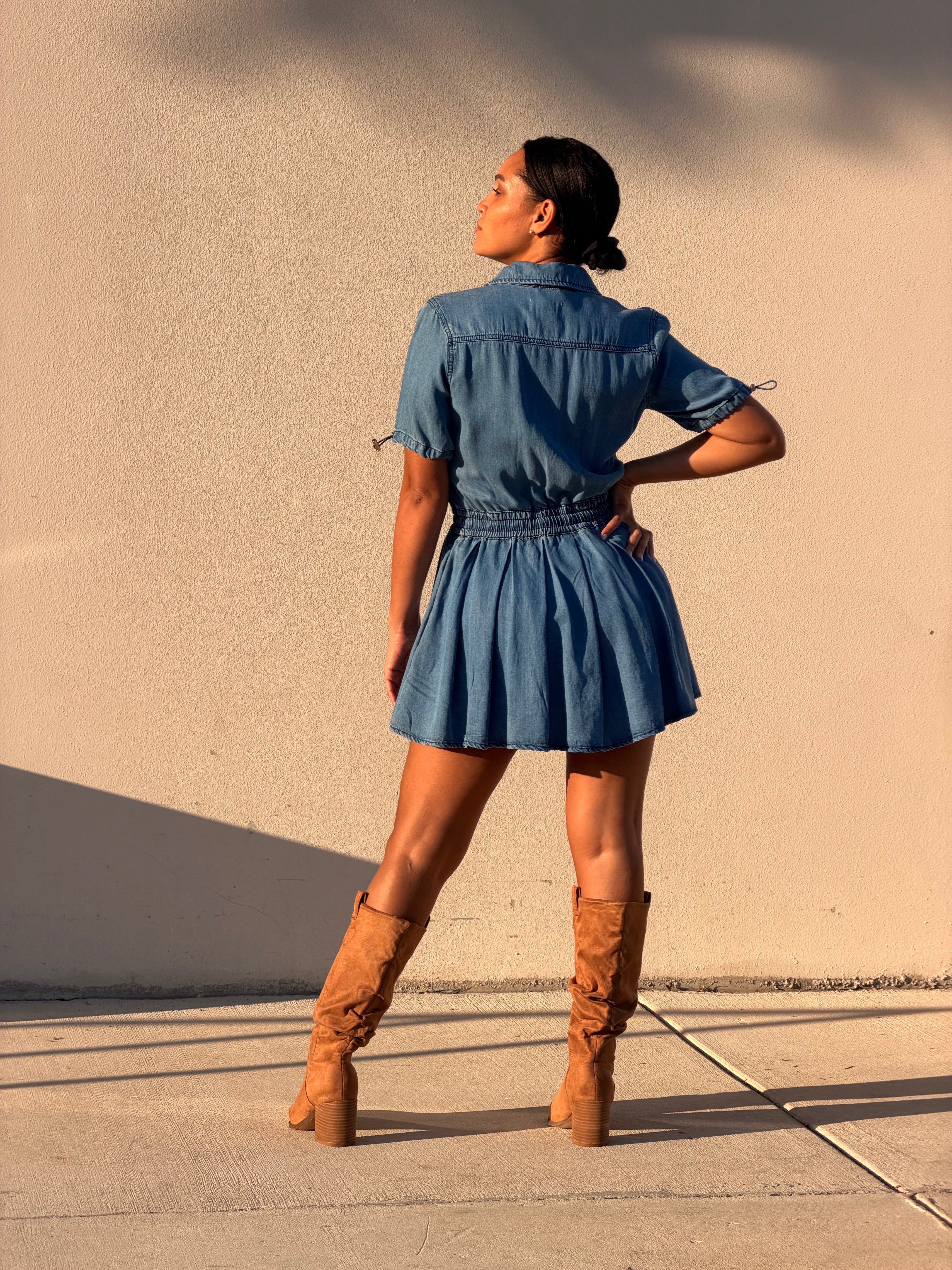 Baby Doll Denim Short Dress