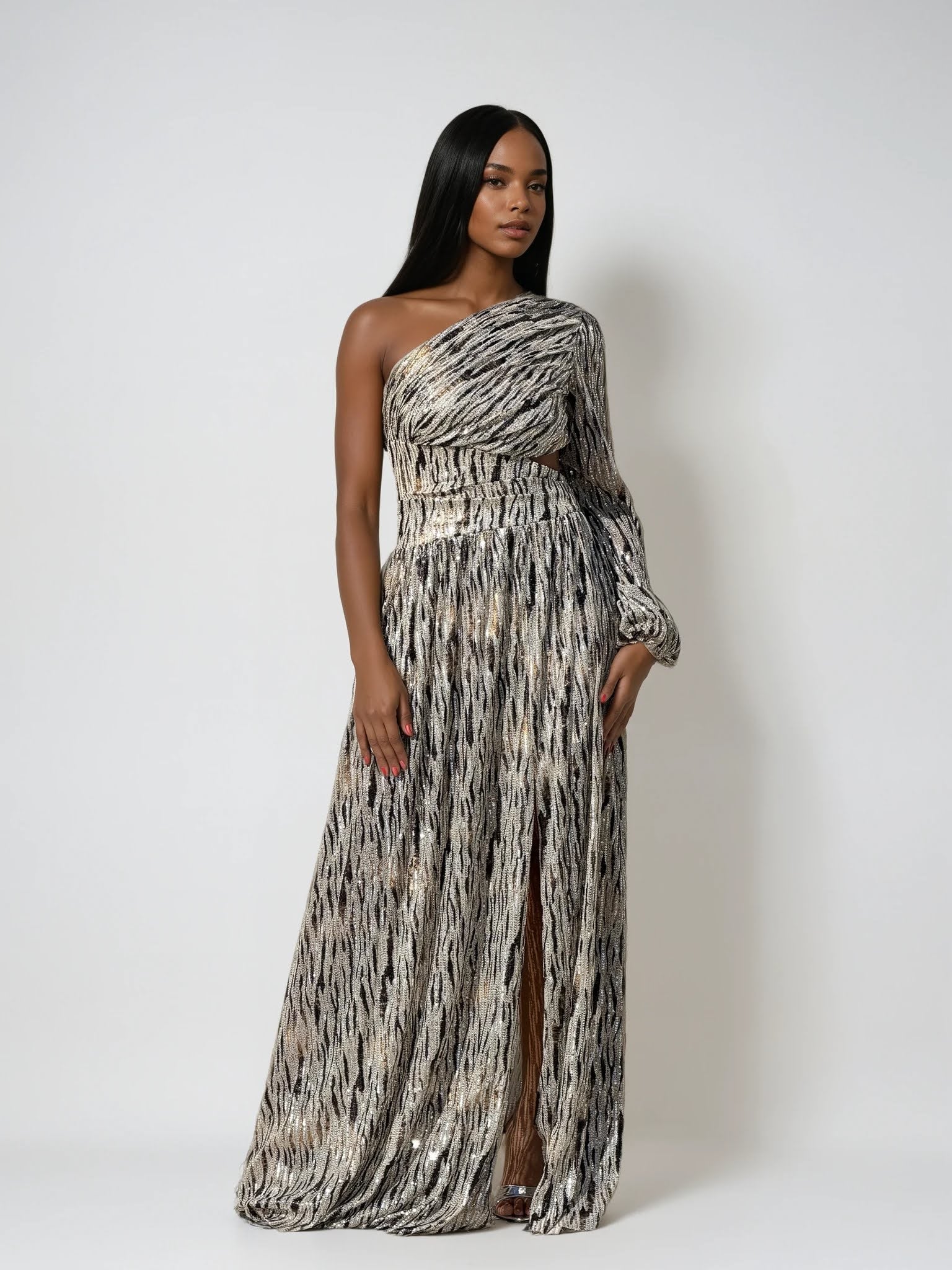 One/s Sequin Mesh Gown