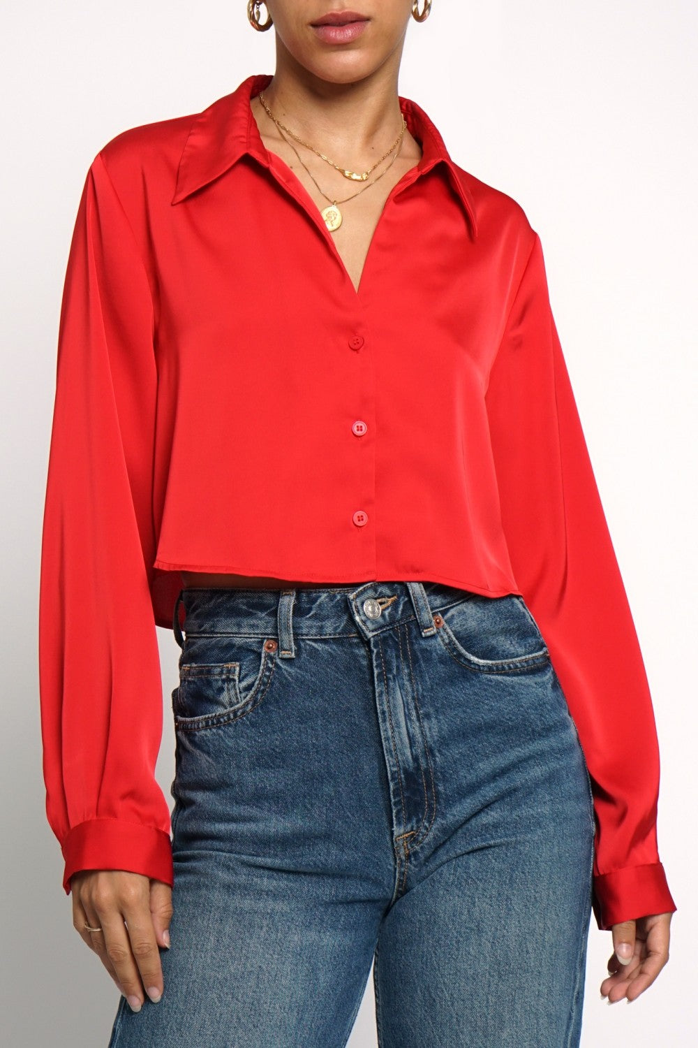 Cropped Satin Blouse