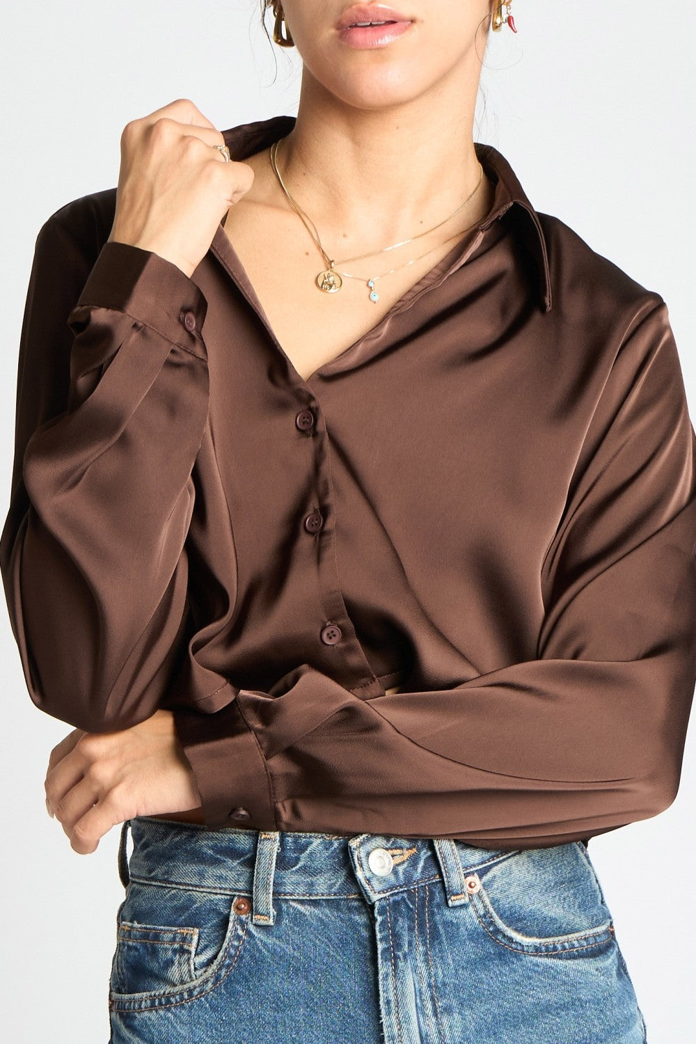 Cropped Satin Blouse