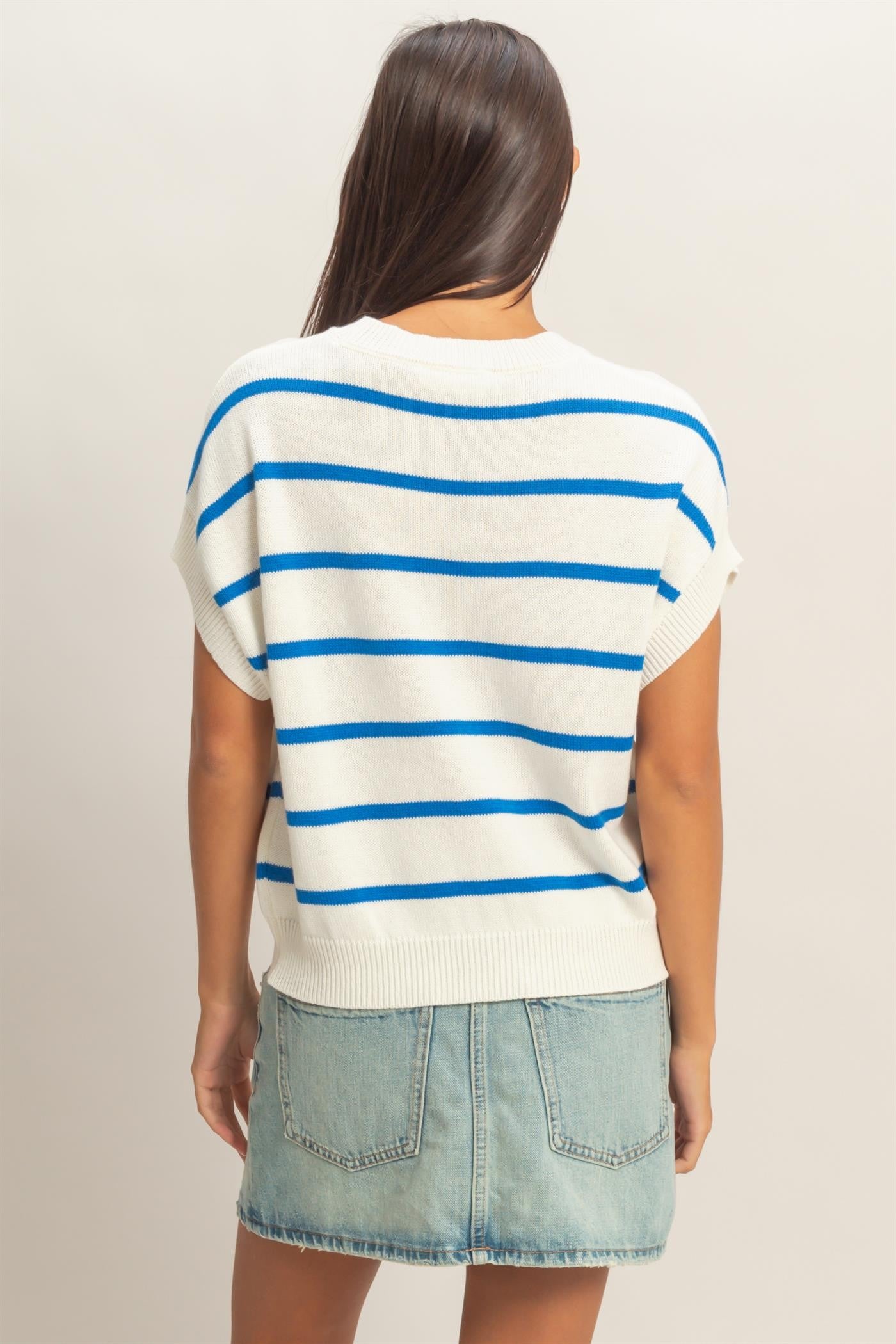 Knit Striped Crew Neck Top
