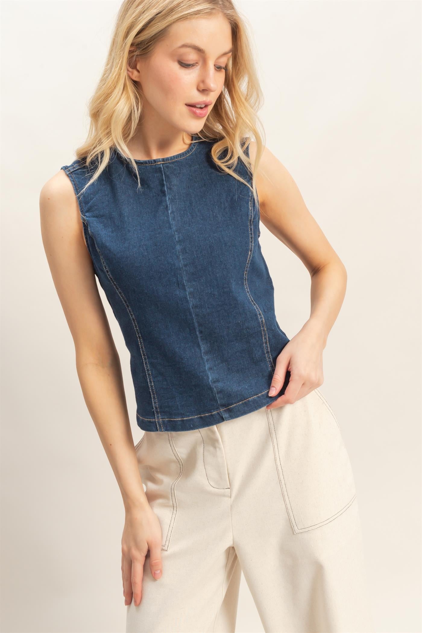 Sleeveless Denim Top