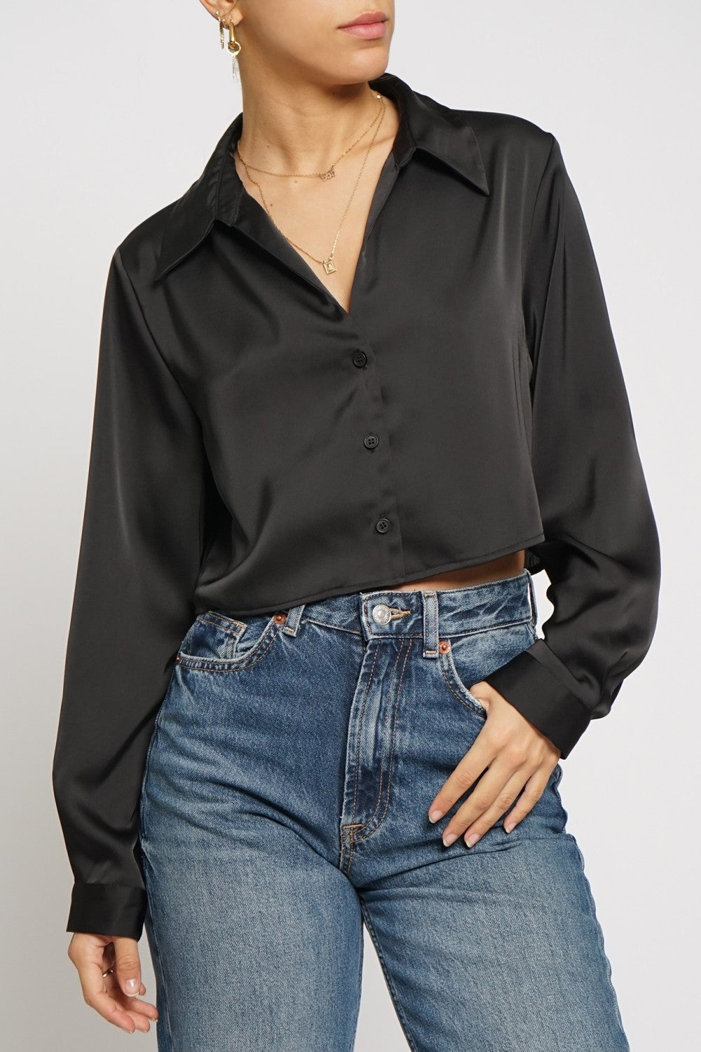 Cropped Satin Blouse