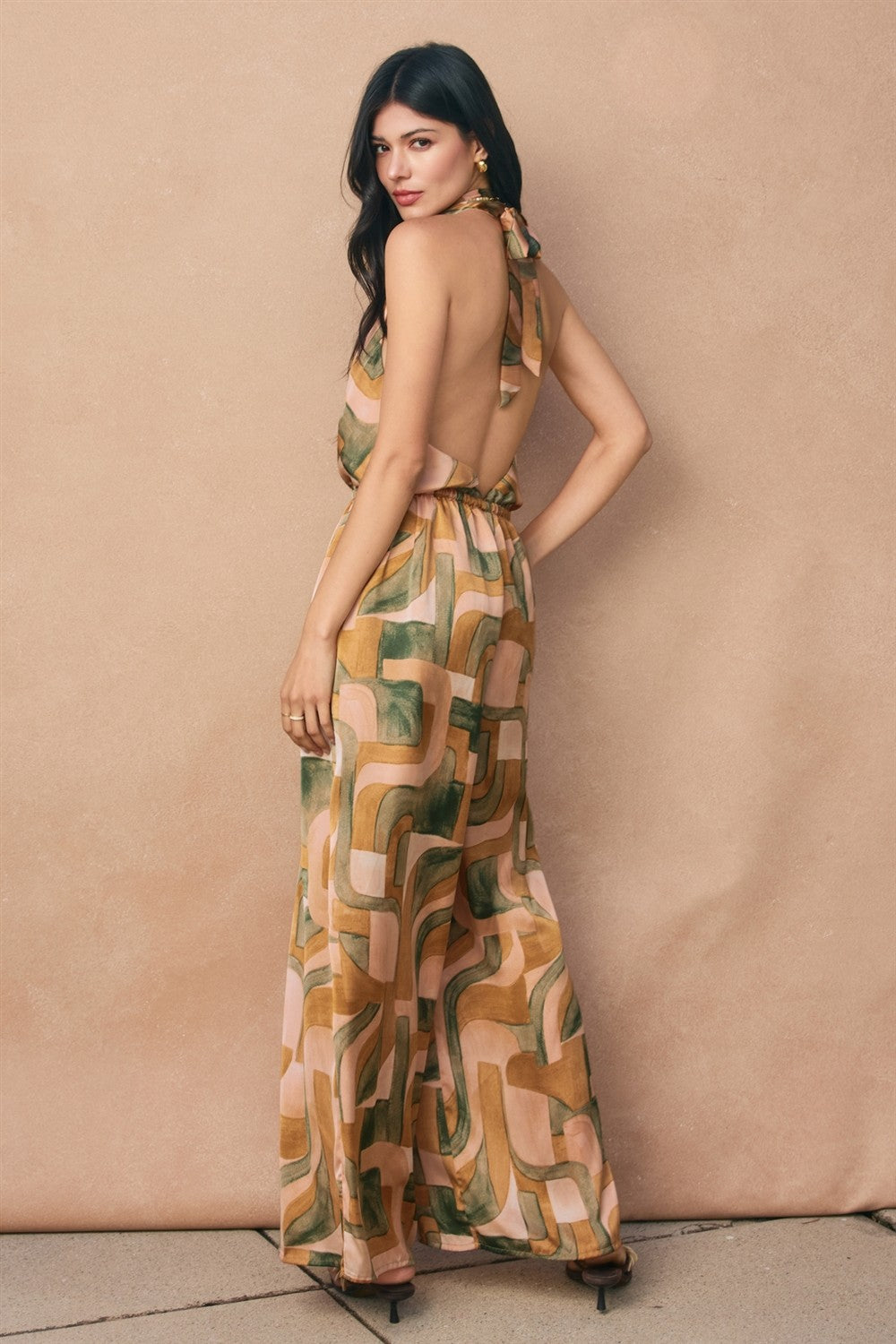 Abstract Halter Neck Jumpsuit