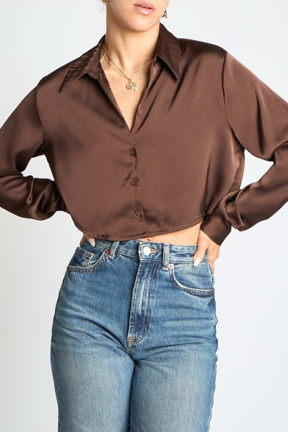Cropped Satin Blouse