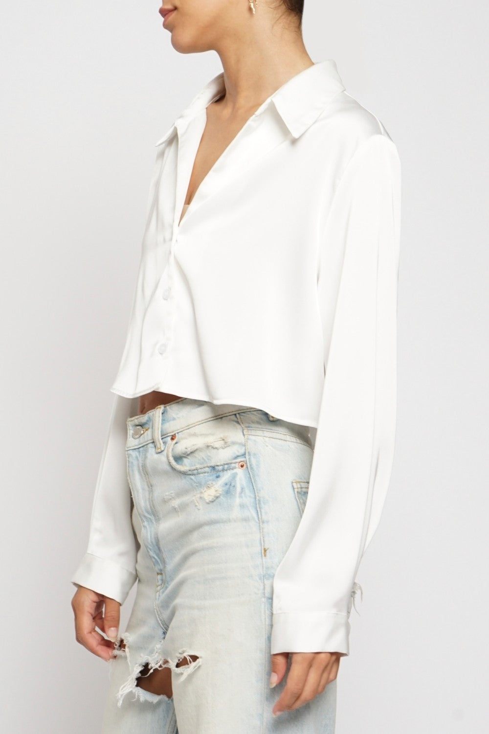 Cropped Satin Blouse