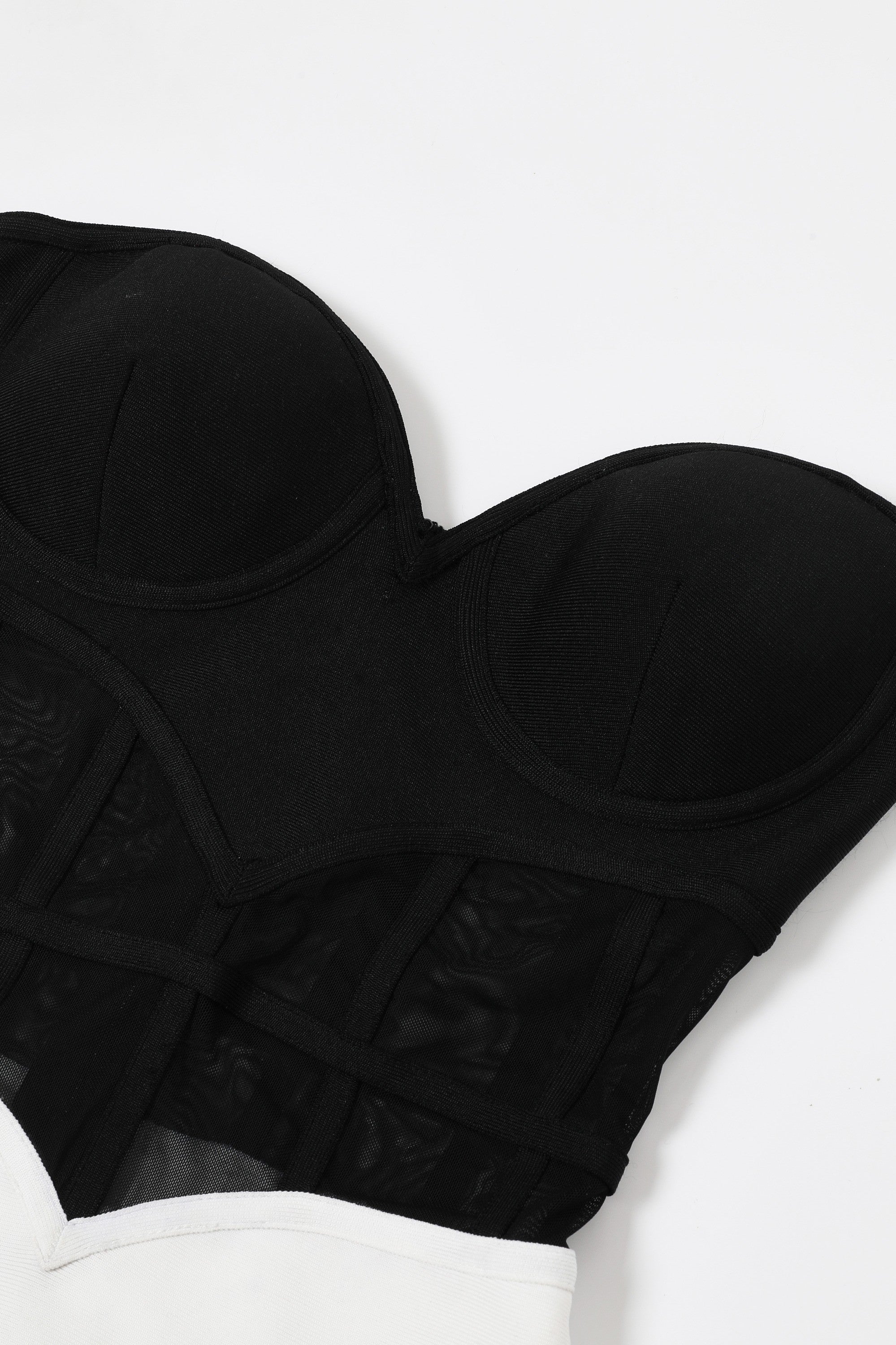 Bandage Two Tone Mesh Corset Maxi Dress