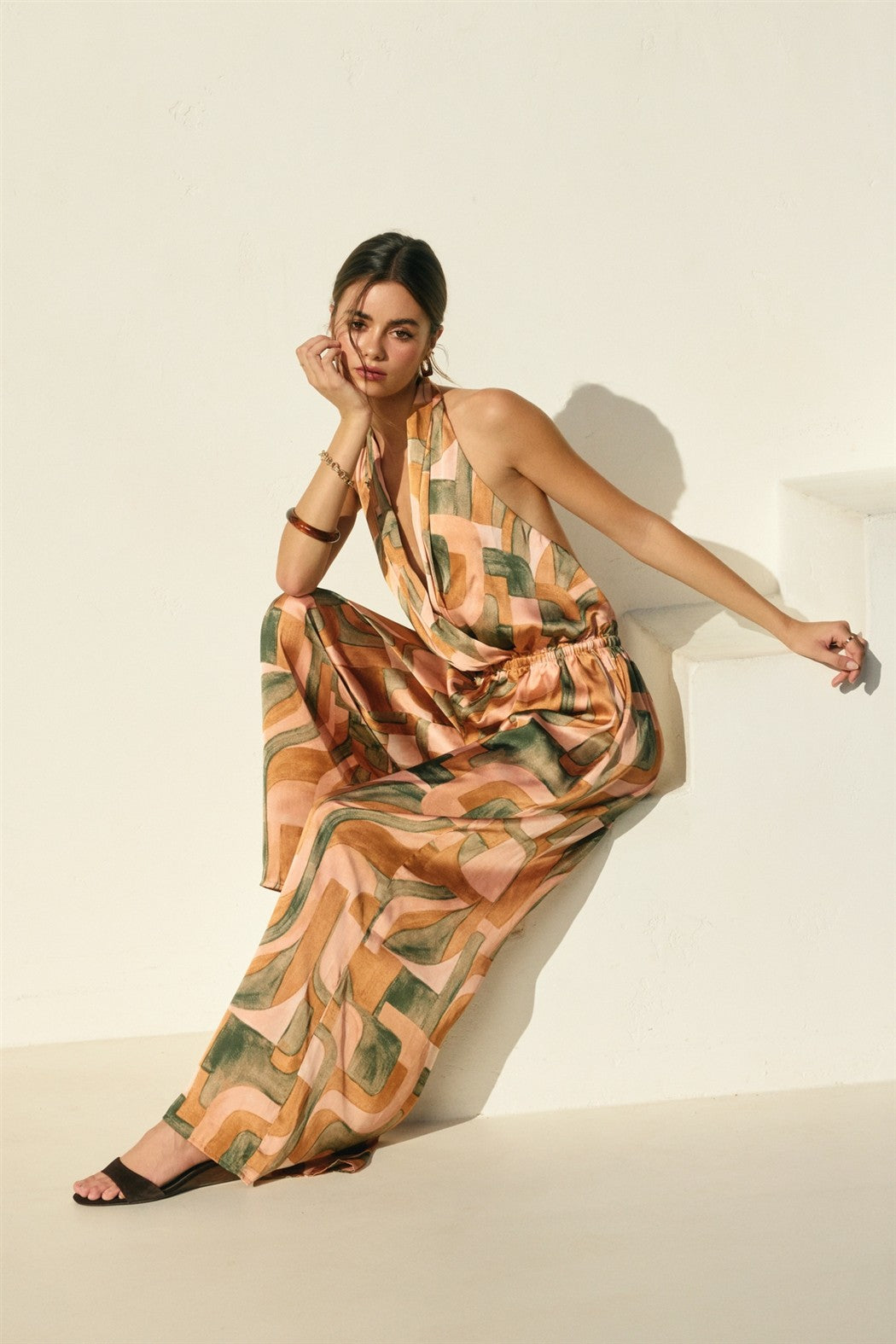 Abstract Halter Neck Jumpsuit