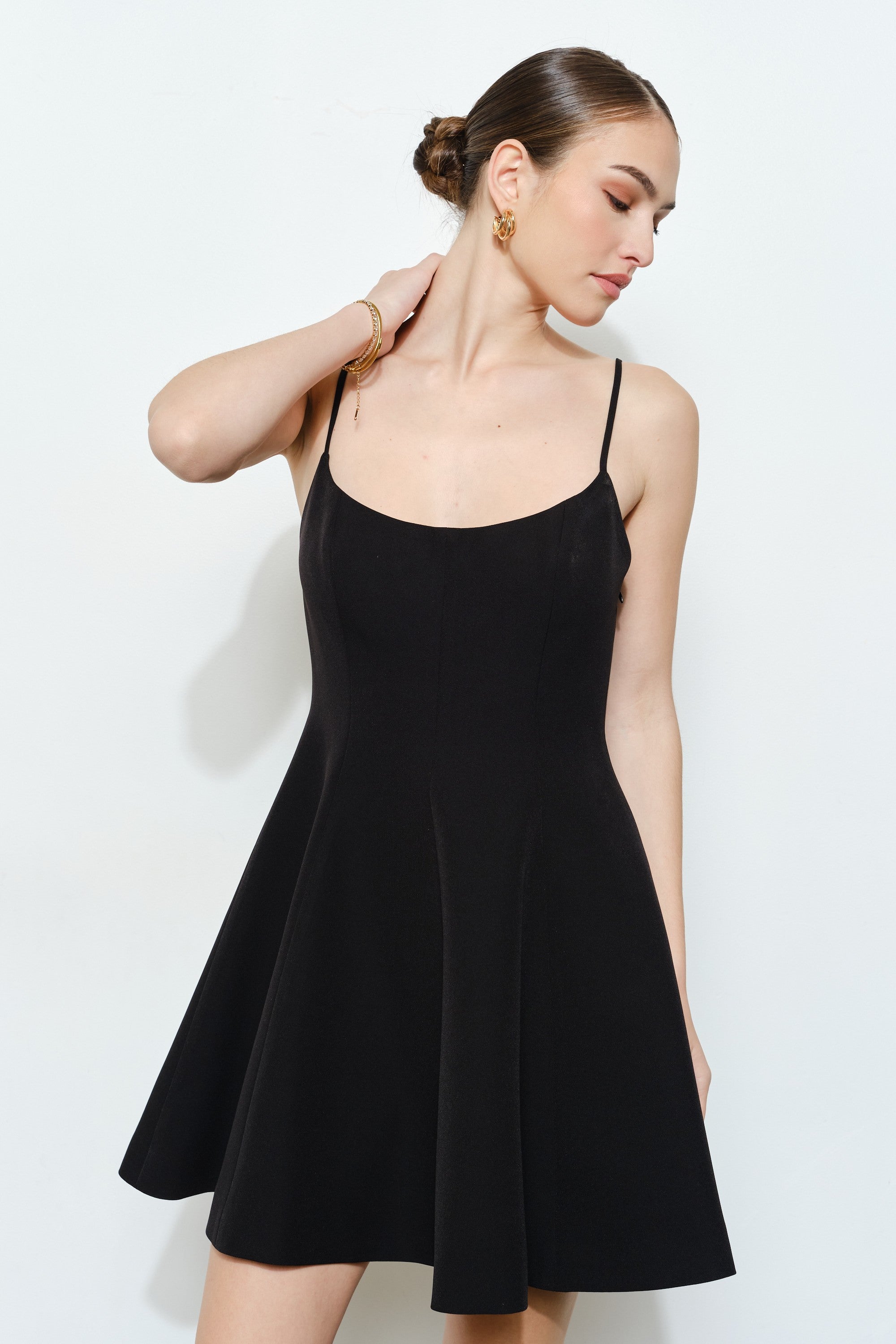 Adorable Solid Fit And Flare Mini Dress