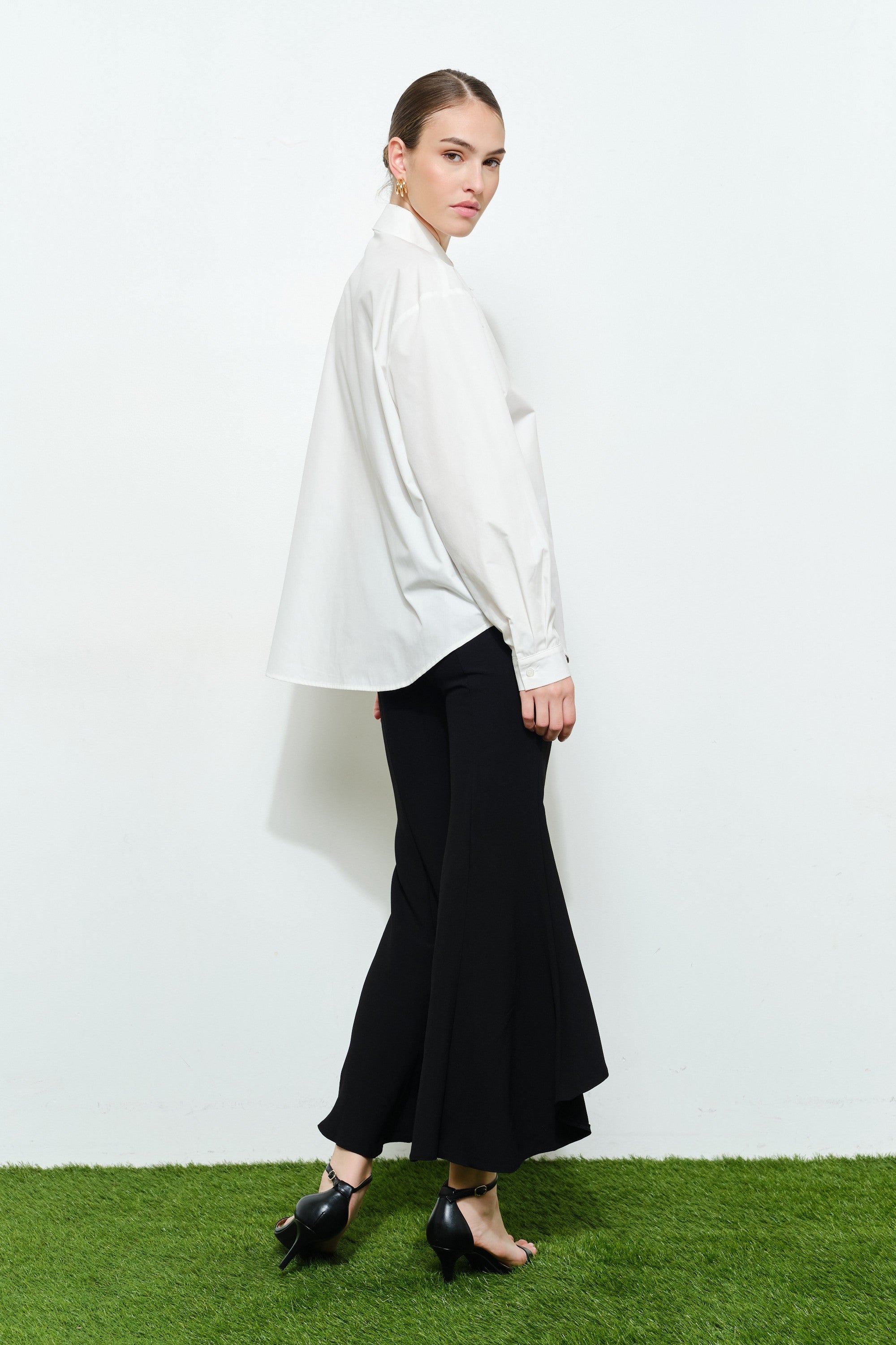 Luxe Collared Oversized Gold Metal Button Down Shirt