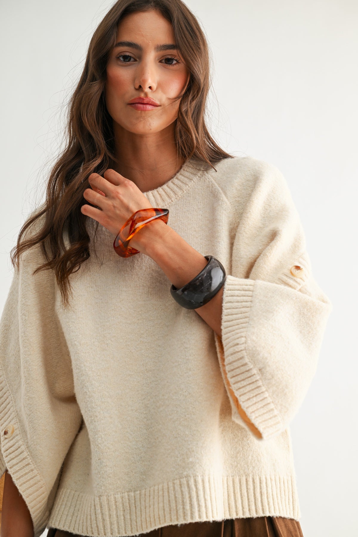 Wool-blend Buttoned Cape Jacket