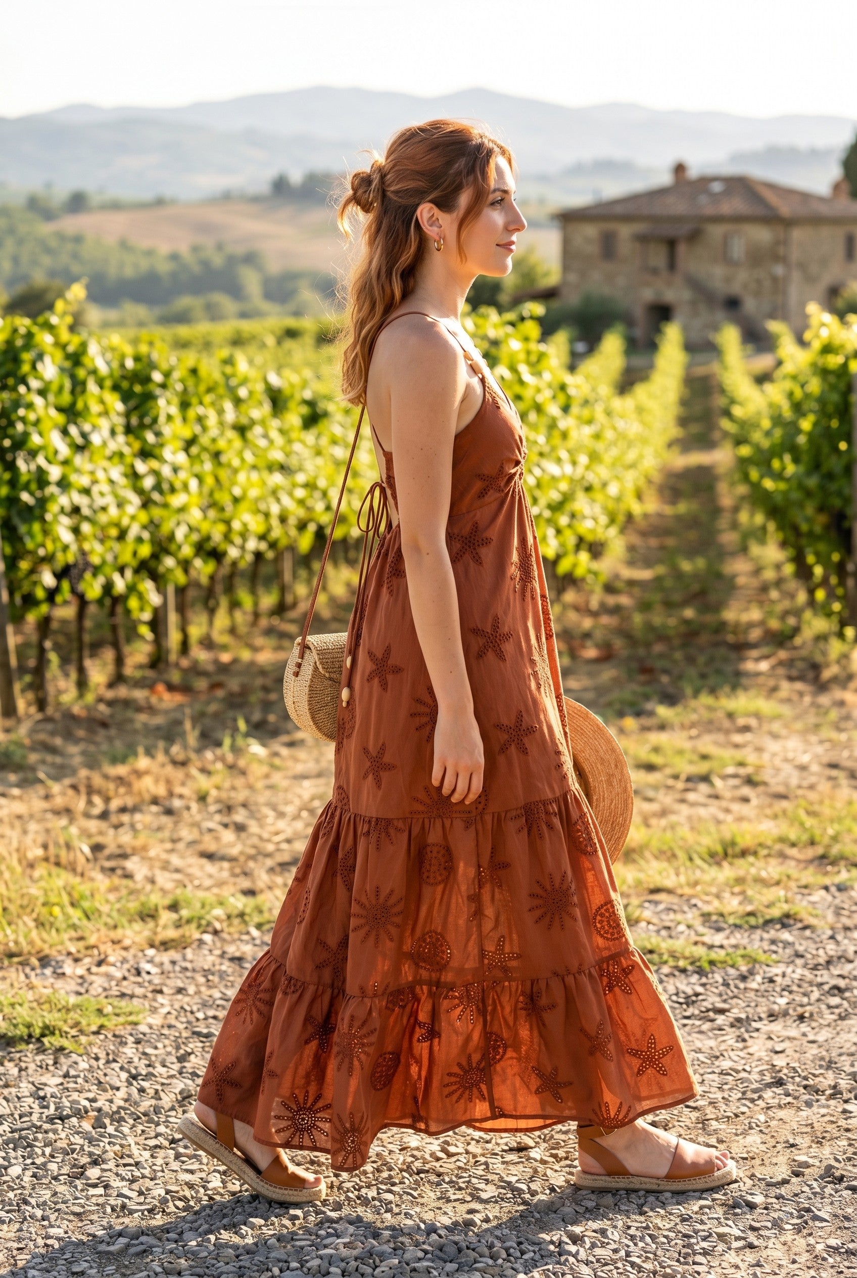 Eyelet Embroidery Cut-out Maxi Dress