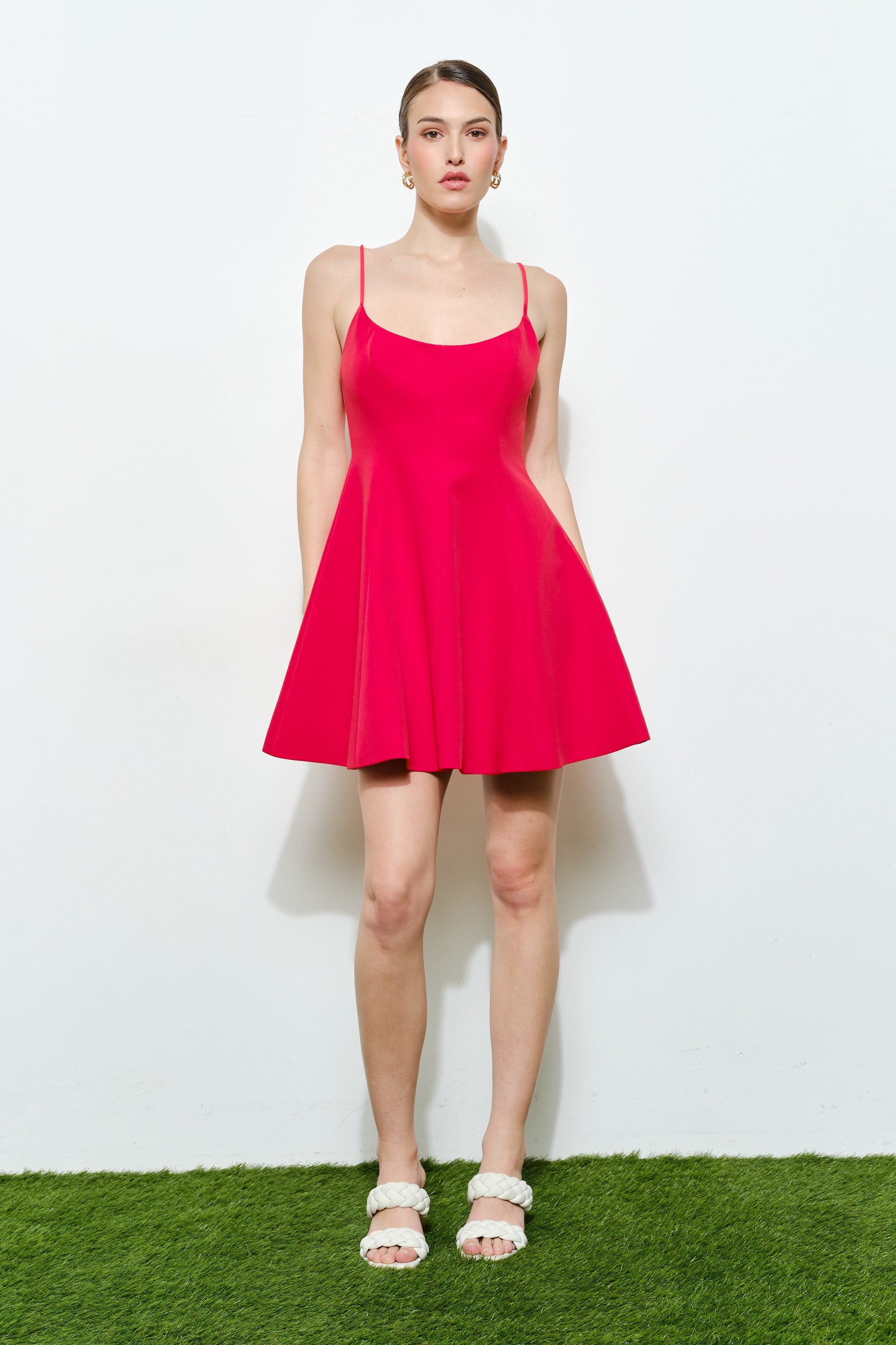 Adorable Solid Fit And Flare Mini Dress