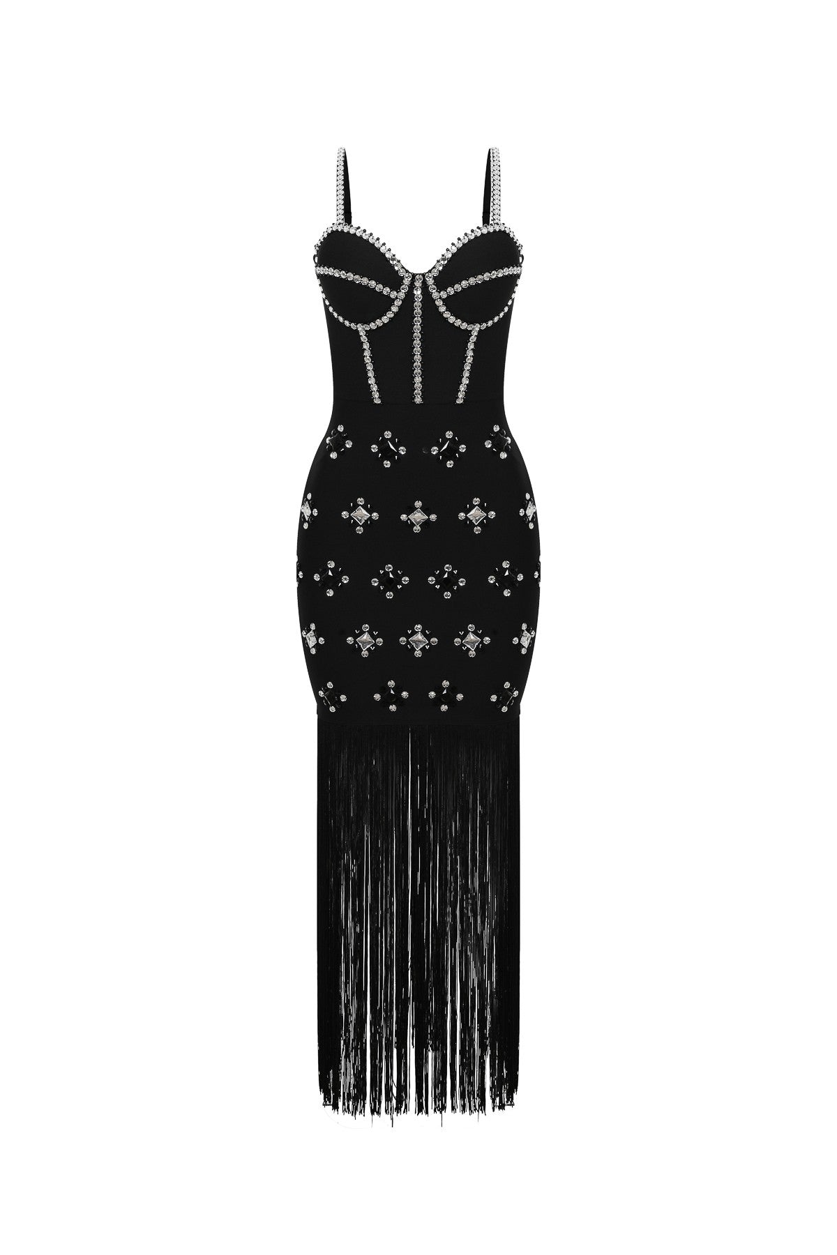 Fringe Embellished Long Dress