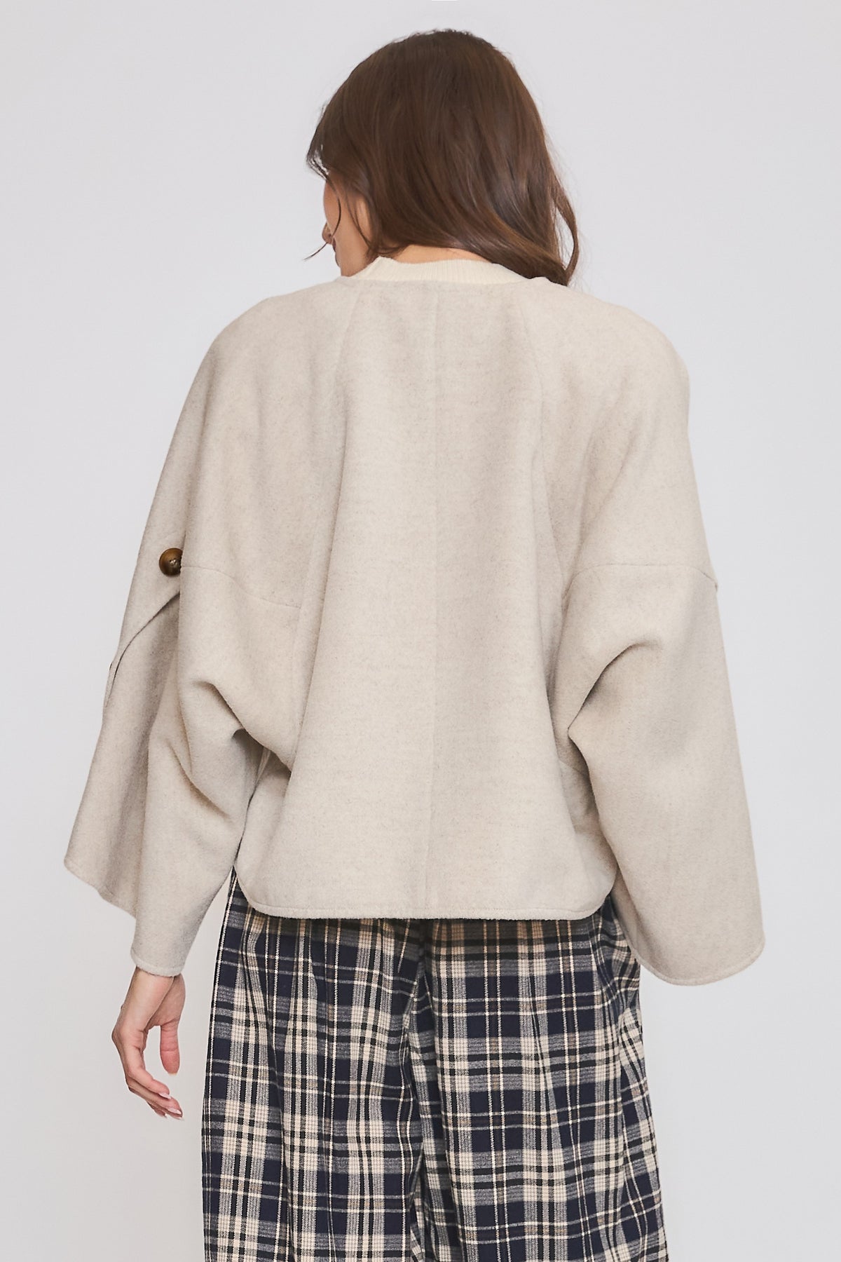 Wool-blend Buttoned Cape Jacket