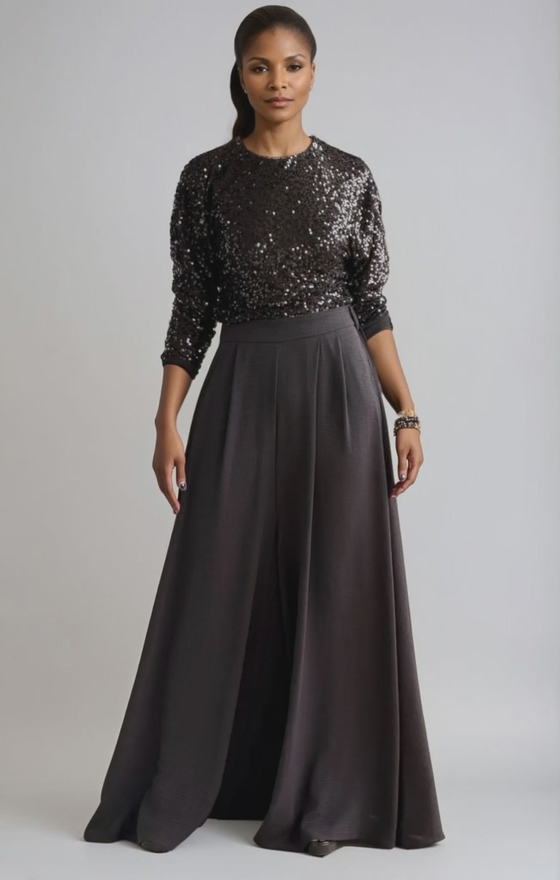 Long Sleeve Sequins Top